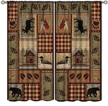 Cabin Curtains, Country Style Farmhouse Thermal Insulated Drapes Darkening Window Curtain Forest Nature Window Drapes for Bedroom Living Room 2 Panels, 21W x 63L inch Each Panel