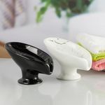 Kookee Ceramic Soap Holder Dish, A Stylish and Practical Addition to Your Bathroom, Black & White (Set of 2) (10328)