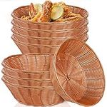 Yesland 8 Pack Plastic Round Basket Large Gift Baskets - 26cm Woven Bread Roll and Food Serving Baskets - Food Storage Basket Bin for Kitchen, Restaurant, Centerpiece Display, Christmas Gifts