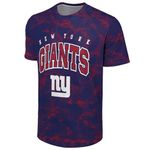 FOCO NFL Men's Officially Licensed Big Logo Wordmark Camo Performance Game Day Team Color Crewneck T-Shirt, New York Giants - Blue, M