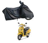 RiderShine Waterproof Scooty Body Cover for Activa 5G Double Mirror Pocket with Over Lock Protection (Black)