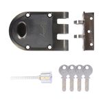 Godrej Rim Lock | Vertibolt Ultra Lock for Wooden Main Door | 1CK Deadbolt | 14 Pin Cylinder | for Inside Opening/Double Door/Sliding Door | 4 Keys | 5 Yr Warranty | Manual Locking | Antique Brass