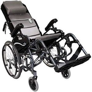 Karman Healthcare VIP515-18-E Foldable Tilt in Space, Diamond Black, 20" Rear Wheels and Elevating Legrests and 18" Seat Width