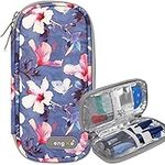 AYVANBER Insulin Cooler Travel Case Small Diabetic Medication Cooler Portable Cooling Bag with 2 Reusable Gel Ice Packs for Insulin Pens While Traveling and Other Diabetic Supplies (Begonia Flower)