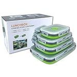 Collapsible Silicone Food Storage Container with Lid, Portable Lunch Bento Box Outdoor Picnic Box Space Saving, Microwave, Dishwasher and Freezer Safe, Set of 4(Green)