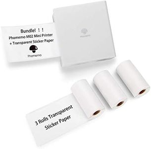 Phomemo M02 Mini Mobile Printer- Bluetooth Thermal Photo Printer with 3 Rolls Transparent Sticker Paper, Compatible with iOS + Android for Plan Journal, Study Notes, Art Creation, Work, Gift