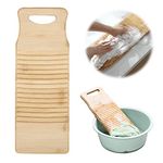 awagas Hand Washing Clothes Tools Natural Bamboo Washboard, 15.75x 5.91 in Hand Washing Board Wood Washboard Clean Laundry Washboard for Kids Shirts Clean Laundry 40x15 cm