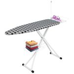 Foldable Ironiong Board, Extra Large 16'' x 48'' Iron Boards with Iron Rest and Garment Rack, Adjust Height Compact Heavy Duty Ironing Board with Heat Resistant Cover & Non-Slip Feets