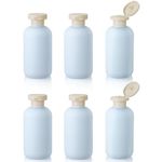 Yimomoyi 6 PCS Shampoo Travel Bottles, 200ml Refillable Travel Bottles Set for Toiletries,Empty Plastic Squeeze Bottles with Flip Cap for Conditioner, Lotions and Creams (Light Blue)