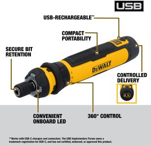 DEWALT Cordless USB Rechargeable Screwdriver – Compact Electric Tool