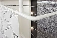 Tropik home Shower Curtain Rail/Rod, 4 way use, L or U shape with ceiling mount and semi-open rings (White)