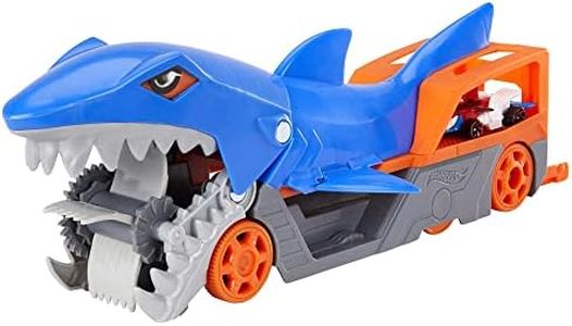 Hot Wheels -PlaySet Trasportatore Squalo Divoratore con Macchinina, Giocattolo per Bambini 4+ Anni, GVG36