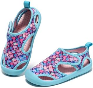 STQ KIDS Girls Water Shoes Cute Quick-Dry Non Slip Beach Swim Pool Shoes Breathable Sneakers 9 US Toddler Lightblue