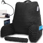 Homie Reading Bed Rest Pillow with Wrist Support, Has Arm Rests, and Back Support for Lounging, Reading, Working on Laptop, Watching TV (Black)