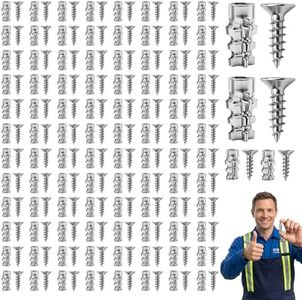 6×14mm Short Expansion Screw Set for Cabinet Hinge Repair & Stripped Thread Restoration, Door Hinge Thread Repair Screws, Wall Anchors Anchors and Matching Screws for Tile Stone Wood (100)