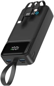 ZYRON 27000mAh Power Bank, 22.5W Dual USB-C Portable Charger with Built in Cables, Fast Charging PD3.0 QC3.0, LED Display, High Capacity 20W Powerbank for iPhone 16 S24 Xiaomi Pixel Switch iPad, Black