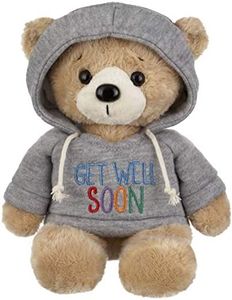 Ganz 9" Get Well Teddy Bear with Gray Hoodie Stuffed Animal for Comfort and Love