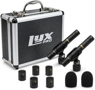 LyxPro SDPC-2 Stereo Pair of Pencil Condenser Stick Instrument Microphone Set, Interchangeable Omni, Cardioid & Super Cardioid Capsules Included, Professional Audio Recording Acoustic & Woodwind Sound