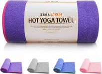 5BILLION FITNESS Microfiber Yoga Towel for Yoga Mat 24x72 inch,61 x 183cm Hot Yoga Towel, Non Slip Yoga Mat Cover Towel, Super Absorbent, Machine Washable, Fast Drying - Free Carry Bag (Purple)