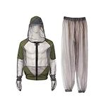 BESPORTBLE Professional Outdoor Suit, 1Set Breathable Mesh Jacket with Hood and Pants - Net Clothing Protection from Bugs, Flies, Gnats, No-See-Ums & Midges