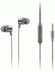 Lenovo - 110 Analog in-Ear Headphones - in-Line Microphone - 3.5mm Connectivity - Play & Pause Button - 3 Sizes of Ear Tips Included,Grey