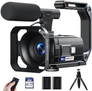Camcorder Video Cameras, 5K 56MP Vlogging Camera with Night Vision, WiFi, 3” 270° Rotatable Touchscreen Vlog Camera Youtube with 64GB SD Card, Microphone, Stabilizer, Remote, Batteries, Tripod