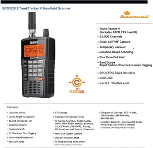 Uniden BCD325P2 Handheld Digital Police Scanner – Trunking Receiver