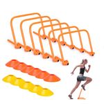 BOOSTEADY Agility Hurdles,6 Pack Adjustable Height Speed Training Hurdles for Basketball, Soccer, Rugby, Football Training Equipment|Agility Hurdles for Kids with 12 Marker Cones,1 Storage Bag