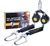 6 FT Dual Leg Self-Retracting Lifeline Web Lanyard Retractable, 2.36 inch Gate Opening Twin Steel Locking Hooks, Double Yoyo, Shock Absorber | Fall Protection OSHA & ANSI Compliant SRL