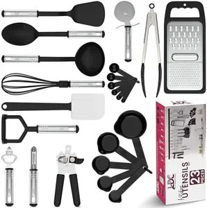 LDC Lux Decor Kitchen Utensils Set, 23 Pieces Kitchen Utensils, Non-Stick and Heat Resistant Cooking Utensils Set, Useful Kitchen Tools and Gadgets