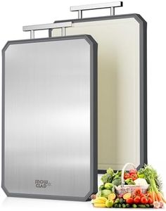 SNOWCLAD Stainless Steel Cutting Board,Double Sided Steel Cutting Boards for kitchen,Stainless Steel/Wheat straw pp Large Board for meat,non toxic Chopping,16 * 11 Inch,Dishwasher Safe