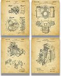 Antique Camera Patent Wall Art Prints - set of 4 (8x10) Unframed - wall art decor for photographer