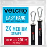 VELCRO Brand VEL-30687-USA Easy Hang Heavy Duty Straps Garage Storage and Organization, Extension Cord Holder, Pool Hoses, Tools, Shed, 2pk Medium Holds 200lbs, Black