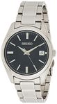 Seiko SUR309 Watch for Men - Essentials - Blue Dial with Sunray Finish, Date Calendar, LumiBrite Hands, Stainless Steel Case & Bracelet, and 100m Water Resistant, Blue/Silver, SUR309