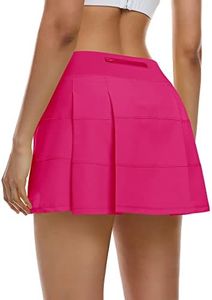 Ganado Tennis Skorts Skirts for Women with 4 Pockets Pleated Golf Skirt High Waisted Athletic Skort Workout Sports Skirt, Pink, Small