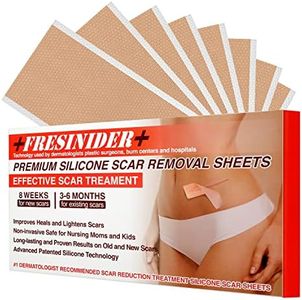 FRESINIDER Silicone Scar Sheets - 5.9"x2.4" Extra-Large for Enhanced Coverage, Pack of 8 - Comfortable, Effective for Acne, Post-Surgery Scars, Hypertrophic, Keloid, Tummy Tucks