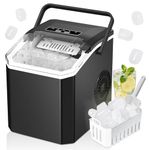 Ice Maker Machine,9 Ice Cubes in 6 Mins,14KG in 24H,2 Bullet Ice Sizes,Self-Cleaning. Portable Ice Cube Maker with Handle, Ice Scoop and Basket for Home/Kitchen/Office/Bar (Black)