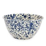 Crow Canyon Home Enamelware Salad Bowl, 5 quart, Navy/Cream Splatter