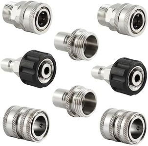 Raincovo Pressure Washer Quick Connect Kit, Stainless Steel, M22 14mm to 3/8 Inch Quick Connect Fittings, 3/4 Inch to 1/2 Inch Quick Release Adapter Set for Power Washer, 8 Pack