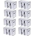 VENO 8 Pack Moving Bags, Moving Supplies, Moving Boxes, College Packing Storage Boxes with Lids Alternative, Heavy Duty Totes, Extra Large, Sturdy Handles, Zipper, for Packaging (Clear, 8 Pack)