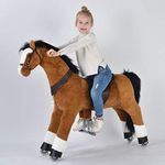 UFREE Action Pony, Large Mechanical Horse Toy, Ride on Bounce up and Down and Move, Height 110cm for Children 6 Years to Adult (Black Mane & Tail)