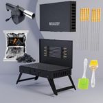 WUAUSY Barbecue Grill With 10 Skewers,&Bbq Charcoal Grill,Barbecue Grill,Outdoor Grill,Barbecue Grill For Home,Tandoori Grill For Home,Blower,2 Pcs Spatula&Charcoal,Free Standing (Rectangle)