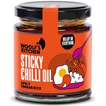 The Woolf’s Kitchen | Sticky Chilli Oil | Crispy Chilli Oil Extravaganza | Spice-Up with Sticky Texture | Essential for Rice, Noodles, & Burgers | Elevate Asian Dishes | Umami Rich Hot Sauce | 190ml