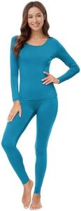 WiWi Soft Underwear for Women Thermal Long Johns Sets Super Warm Base Layer Top Pants Pajamas Set Viscose from Bamboo S-3X, Teal Blue, X-Large