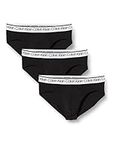 Calvin Klein Men’s 3-Pack of Briefs Hip Briefs 3 PK with Stretch, Black W/ White Wb, L [Amazon Exclusive]