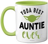 Auntie Birthday Gifts - Yoda Best Mug - Best Auntie Mugs, Happy Birthday Aunty Gift, Special Aunt Gifts for Christmas, Funny Xmas Tea Coffee Cup Cups, 11oz Ceramic Dishwasher Microwave Safe Mugs