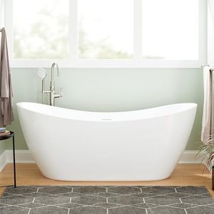 Signature Hardware 462583 Sheba 72" Acrylic Air Double Slipper Freestanding Tub with Pre-Drilled Overflow Hole and Foam Insulation