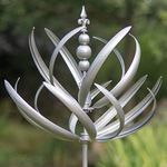 Creekwood Windsor Wind Spinner Silver Metal Garden ornaments outdoor Garden Decorations Kinetic Wind Spinners for Patio, Lawn, and Garden décor Metal Outdoor Decorative 86 inches (220cm)