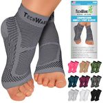 TechWare Pro Ankle Brace Compression Sleeve - Relieves Achilles Tendonitis, Joint Pain. Plantar Fasciitis Sock with Foot Arch Support Reduces Swelling & Heel Spur Pain. Injury Recovery for Sports