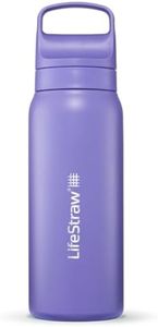 LifeStraw Go Series – Bouteille filtrante isotherme en acier inoxydable pour voyage et usage quotidien, 710 ml, violet chardon